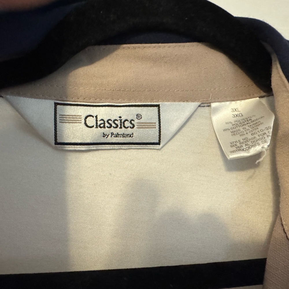 Classic Men's Striped Polo Shirt - Tan, Navy, and White. Versatile! Like new! - Picture 10 of 10